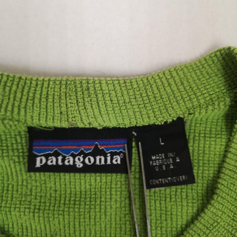パタゴニア patagonia Tシャツ 長袖 USA製 POLARTEC R5 フィッツロイ ステッチ ロゴ刺繡 長袖 Ｔシャツ L/STEE L 緑 / グリーン / green メンズ USED 古着 中古 50166391