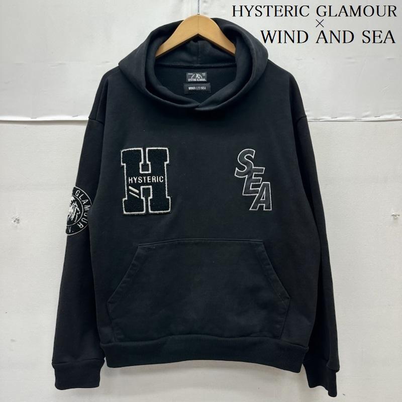 ヒステリックグラマー HYSTERIC GLAMOUR パーカー 長袖 21AW WIND AND SEA 3RD LOGO HOODIE ロゴ ワッペン パーカー WDS-HYS-3-06 L 黒 / ブラック / black メンズ USED 古着 中古 50166396
