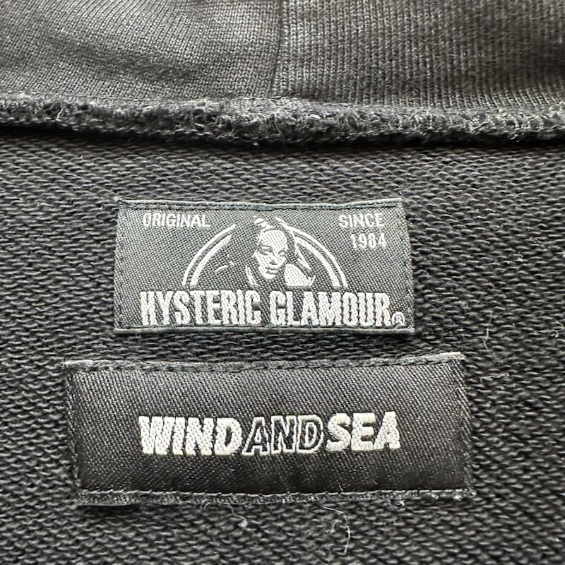 ヒステリックグラマー HYSTERIC GLAMOUR パーカー 長袖 21AW WIND AND SEA 3RD LOGO HOODIE ロゴ ワッペン パーカー WDS-HYS-3-06 L 黒 / ブラック / black メンズ USED 古着 中古 50166396