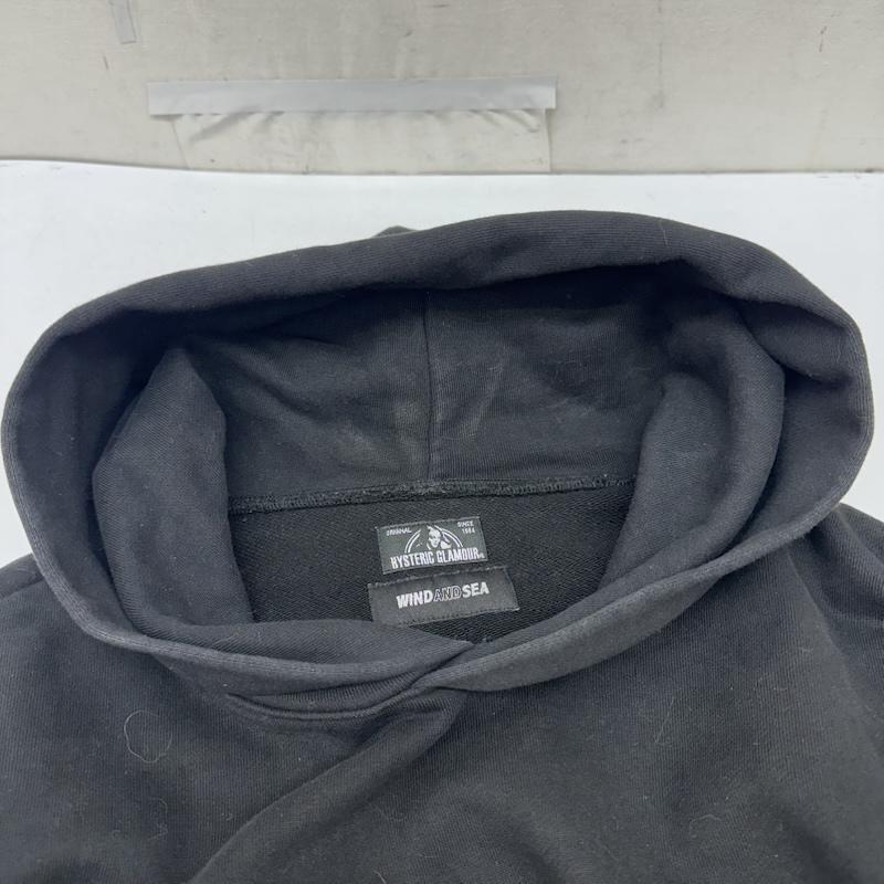 ヒステリックグラマー HYSTERIC GLAMOUR パーカー 長袖 21AW WIND AND SEA 3RD LOGO HOODIE ロゴ ワッペン パーカー WDS-HYS-3-06 L 黒 / ブラック / black メンズ USED 古着 中古 50166396
