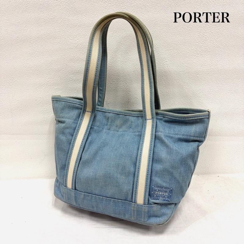 ポーター PORTER トートバッグ トートバッグ GIRL BOYFRIEND TOTE DENIM ブリーチデニム トートバッグ 吉田カバン - ワンポイント X ロゴ、文字 X 刺繍 水色 / ライトブルー / レディース USED 古着 中古 50166399