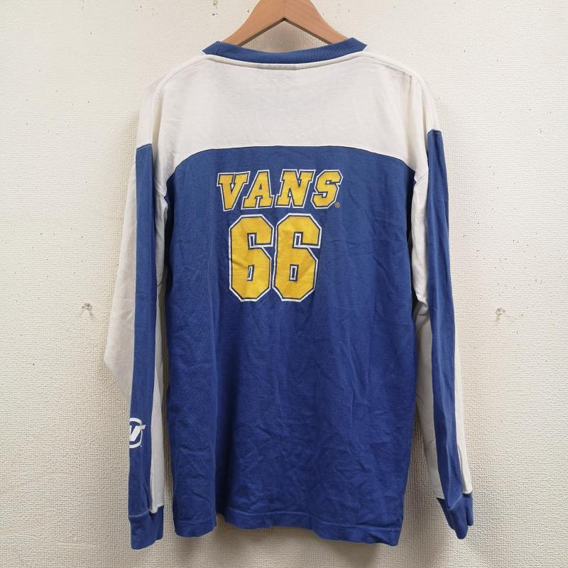 バンズ VANS Tシャツ 長袖 90s USA製 2トーンカラー 切り替え 旧ロゴ 長袖 Tシャツ L 白 / ホワイト / white X 青 / ブルー / blue メンズ USED 古着 中古 50166404