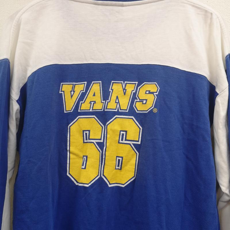 バンズ VANS Tシャツ 長袖 90s USA製 2トーンカラー 切り替え 旧ロゴ 長袖 Tシャツ L 白 / ホワイト / white X 青 / ブルー / blue メンズ USED 古着 中古 50166404