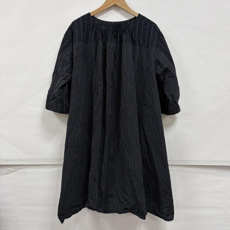 メフウ 芽風 ワンピース ひざ丈スカート m_mefu 40 ストライプ 黒 / ブラック / black X 白 / ホワイト / white レディース USED 古着 中古 50166406