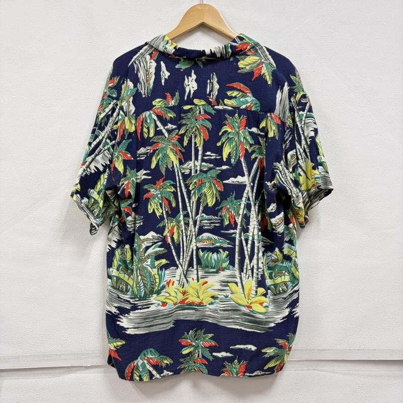 ヴィンテージ VINTAGE シャツ、ブラウス 半袖 80s ヴィンテージ 半袖 アロハシャツ かりゆしウェア hawaiian シングルステッチ ヤシの木 トロピカル プリント - 総柄 X プリント 紺 / ネイビー / navy X マルチカラー / マルチカラー / multicolor メンズ USED 古着 中古 50166408