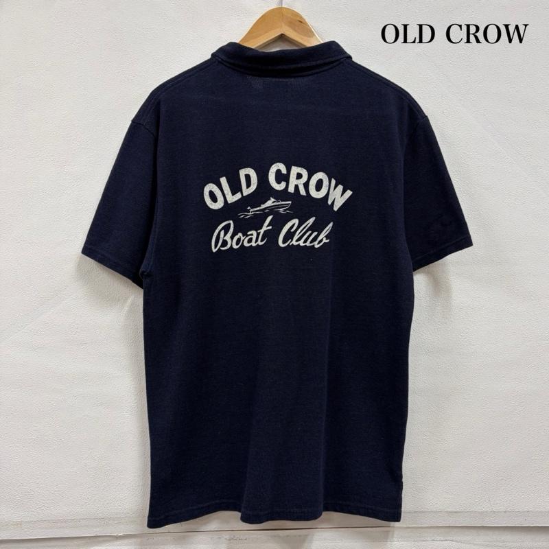 グラッドハンド GLAD HAND ポロシャツ 半袖 OLD CROW オールドクロウ ボートロゴ プリント 刺繍 半袖 ポロシャツ 日本製 L ロゴ、文字 X 刺繍 X プリント 紺 / ネイビー / navy X 白 / ホワイト / white メンズ USED 古着 中古 50166410