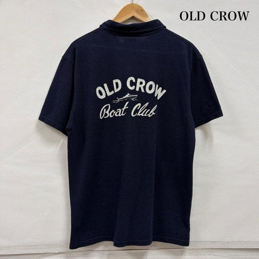 グラッドハンド GLAD HAND ポロシャツ 半袖 OLD CROW オールドクロウ ボートロゴ プリント 刺繍 半袖 ポロシャツ 日本製 L ロゴ、文字 X 刺繍 X プリント 紺 / ネイビー / navy X 白 / ホワイト / white メンズ USED 古着 中古 50166410