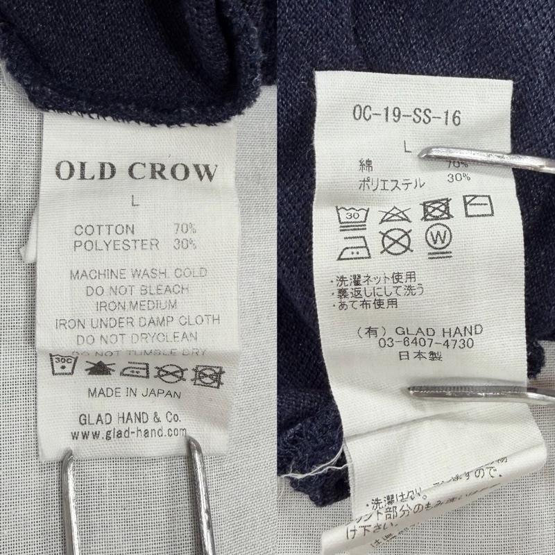 グラッドハンド GLAD HAND ポロシャツ 半袖 OLD CROW オールドクロウ ボートロゴ プリント 刺繍 半袖 ポロシャツ 日本製 L ロゴ、文字 X 刺繍 X プリント 紺 / ネイビー / navy X 白 / ホワイト / white メンズ USED 古着 中古 50166410