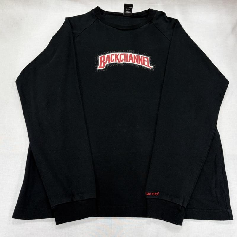 バックチャンネル Back Channel Tシャツ 長袖 長袖 クルーネック 両面ロゴ プリント Tシャツ ロンT ラグラン M ロゴ、文字 X プリント 黒 / ブラック / black X 赤 / レッド / red X 白 / ホワイト / white メンズ USED 古着 中古 50166412