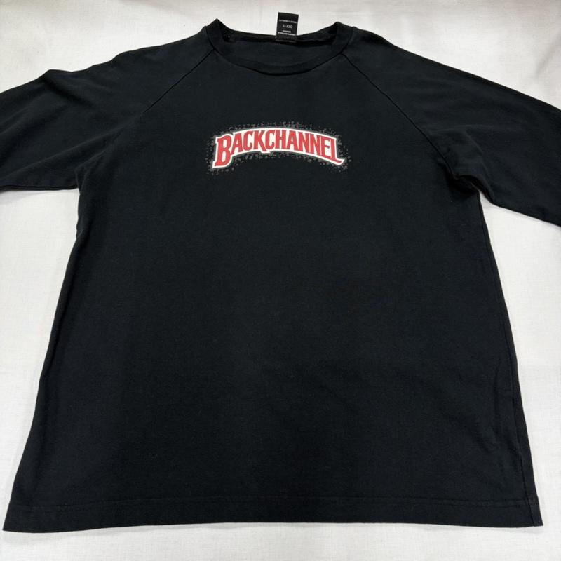 バックチャンネル Back Channel Tシャツ 長袖 長袖 クルーネック 両面ロゴ プリント Tシャツ ロンT ラグラン M ロゴ、文字 X プリント 黒 / ブラック / black X 赤 / レッド / red X 白 / ホワイト / white メンズ USED 古着 中古 50166412