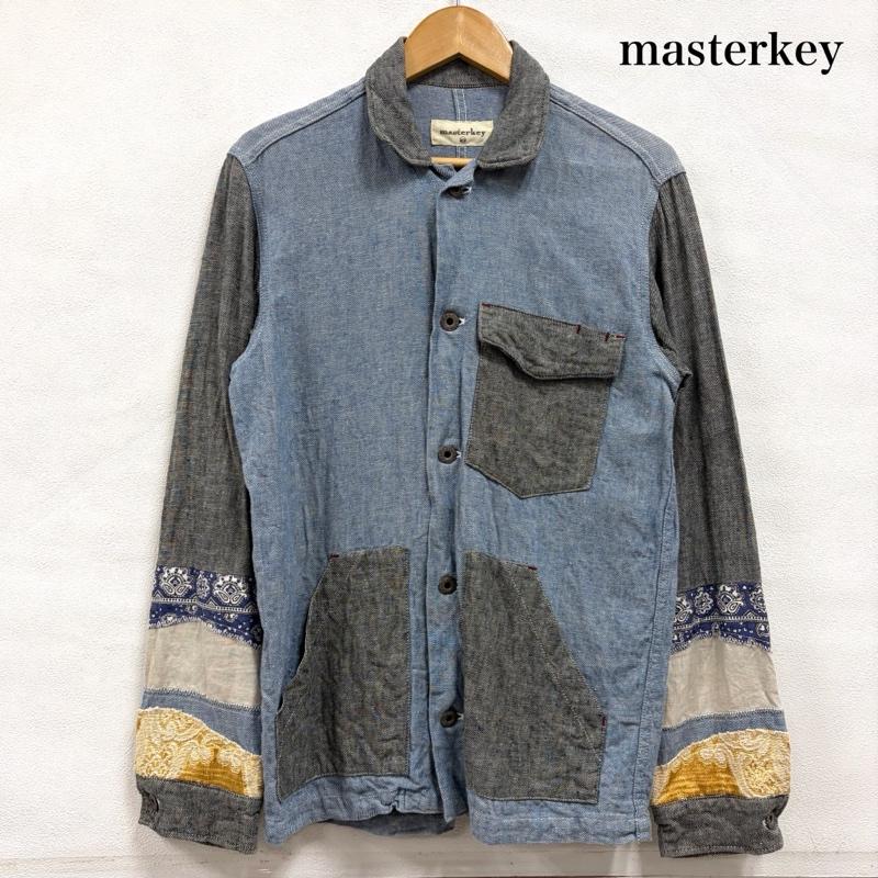 古着 USED シャツ、ブラウス 長袖 master key マスターキー 長袖 パッチワーク ワークシャツ ペイズリー ダンガリー ポケット デニム 1 無地 X ペイズリー 青 / ブルー / blue X 黒 / ブラック / black X 紺 / ネイビー / navy メンズ USED 古着 中古 50166416