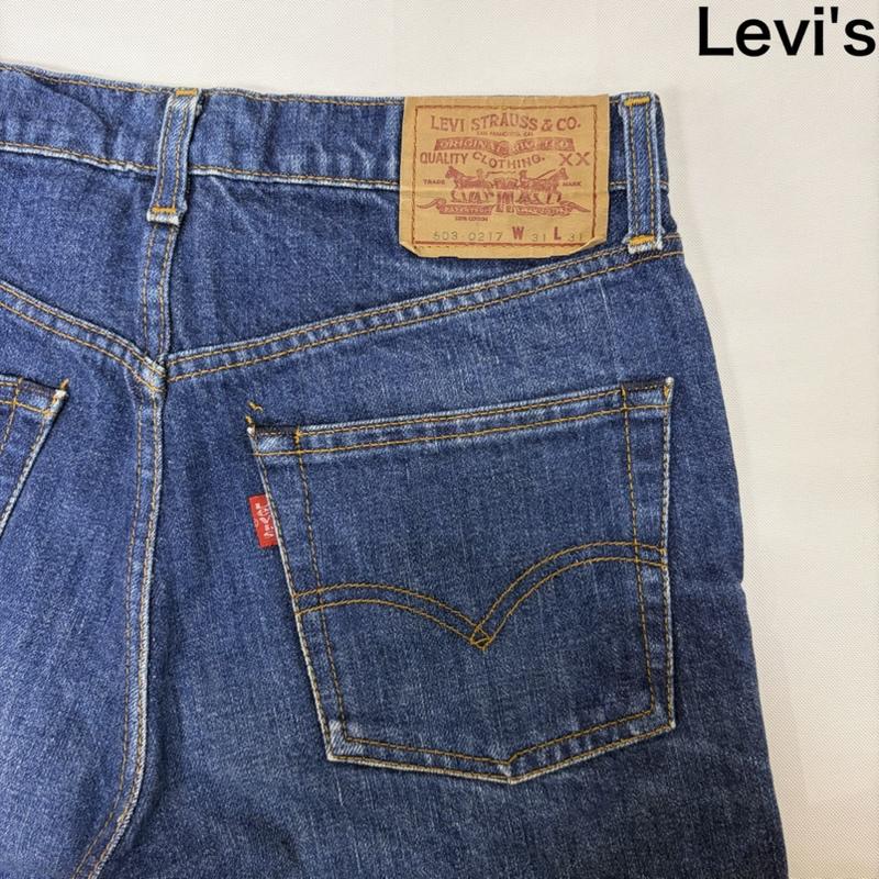 リーバイス Levi s パンツ デニム、ジーンズ 603-0217 テーパードデニム ハイウエスト ジッパーフライ Made in Philippine 31インチ 無地 青 / ブルー / blue X 紺 / ネイビー / navy メンズ USED 古着 中古 50166417