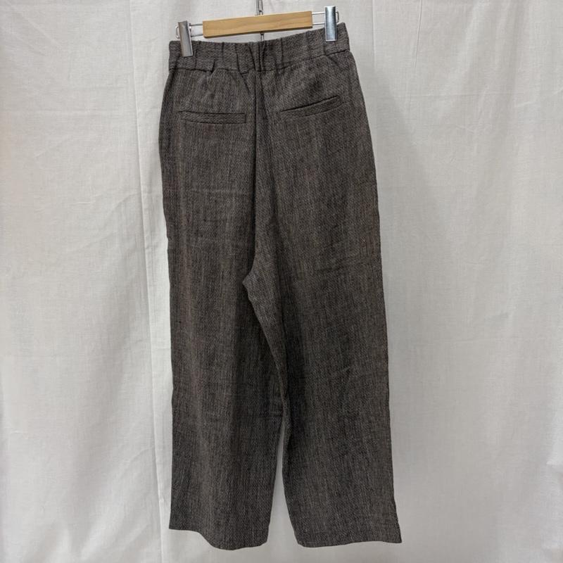 古着 USED ボトムス ボトムス SI-HIRAI スーヒライ リネン シルク混 バレルパンツ タックパンツ ハイウエスト 9分丈 38 無地 ダークブラウン / ダークブラウン / X ダークグレー / ダークグレー / レディース USED 古着 中古 50166426