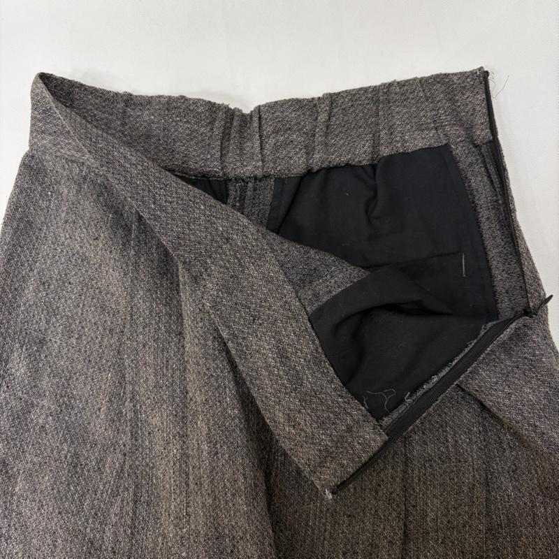 古着 USED ボトムス ボトムス SI-HIRAI スーヒライ リネン シルク混 バレルパンツ タックパンツ ハイウエスト 9分丈 38 無地 ダークブラウン / ダークブラウン / X ダークグレー / ダークグレー / レディース USED 古着 中古 50166426