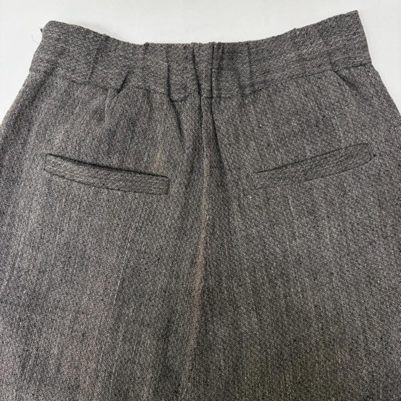 古着 USED ボトムス ボトムス SI-HIRAI スーヒライ リネン シルク混 バレルパンツ タックパンツ ハイウエスト 9分丈 38 無地 ダークブラウン / ダークブラウン / X ダークグレー / ダークグレー / レディース USED 古着 中古 50166426