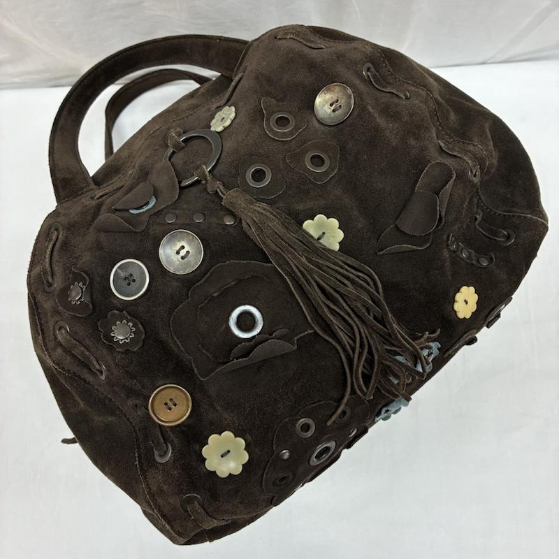 マルニ MARNI ハンドバッグ ハンドバッグ フラワー ボタン スタッズ 装飾 フリンジ スエード レザー ミニボストン ハンド バッグ - レディース USED 古着 中古 50166430