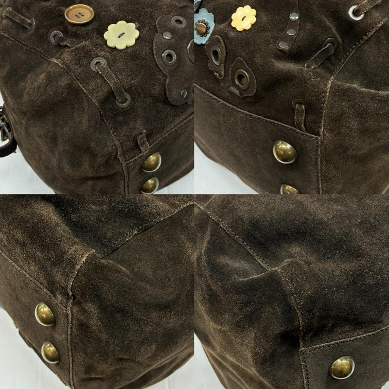 マルニ MARNI ハンドバッグ ハンドバッグ フラワー ボタン スタッズ 装飾 フリンジ スエード レザー ミニボストン ハンド バッグ - レディース USED 古着 中古 50166430