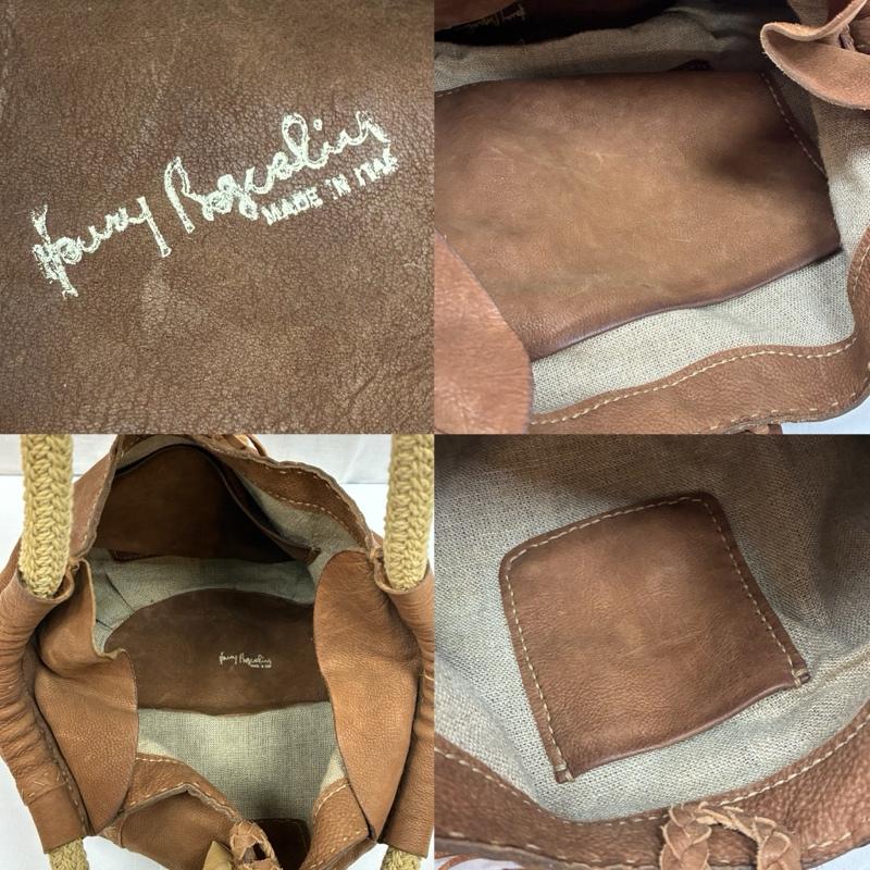 エンリーベグリン HENRY BEGUELIN ハンドバッグ ハンドバッグ オミノ刺繍 デザインステッチ 編み込み フリンジ ロープハンドル シボ革 レザー ハンドバッグ - レディース USED 古着 中古 50166433
