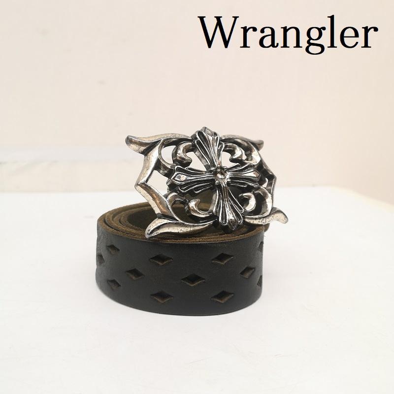 ラングラー Wrangler ベルト・バックル ベルト 十字架 クロス アラベスク 模様 レザー ベルト - 銀 / シルバー / silver color X 茶 / ブラウン / brown メンズ USED 古着 中古 50166452