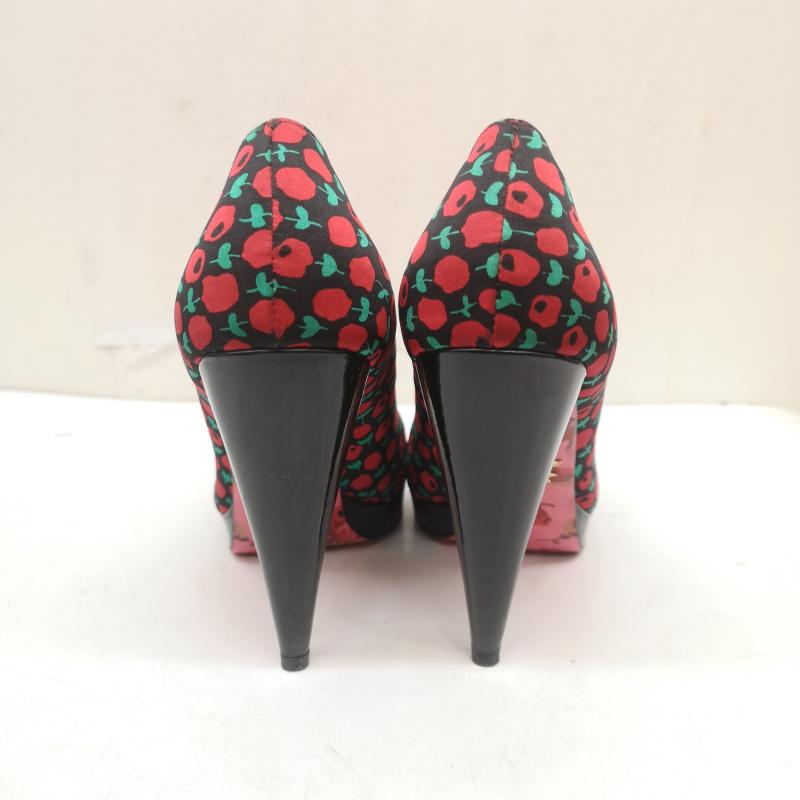 ベッツィージョンソン Betsey Johnson パンプス パンプス 林檎 アップル 柄 ヒール パンプス 25.0cm 黒 / ブラック / black X 赤 / レッド / red レディース USED 古着 中古 50166453