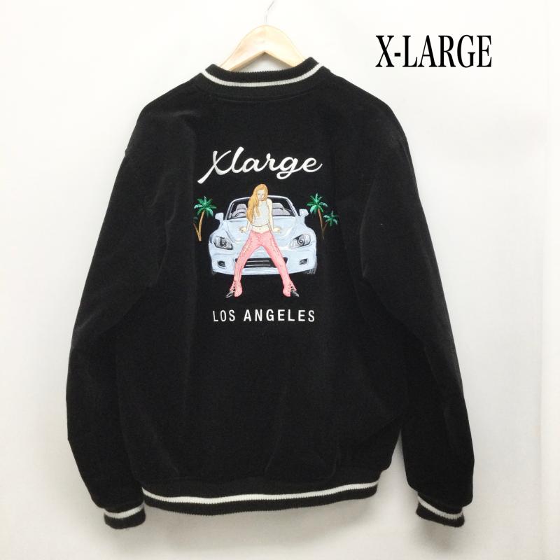 エクストララージ XLARGE ジャケット、上着 ジャンパー、ブルゾン REVERSIBLE FLAG GAL　SOUVENIR JACKET リバーシブル キルティング ジャケット 101221021005 M 刺繍 黒 / ブラック / black X 緑 / グリーン / green メンズ USED 古着 中古 50166464