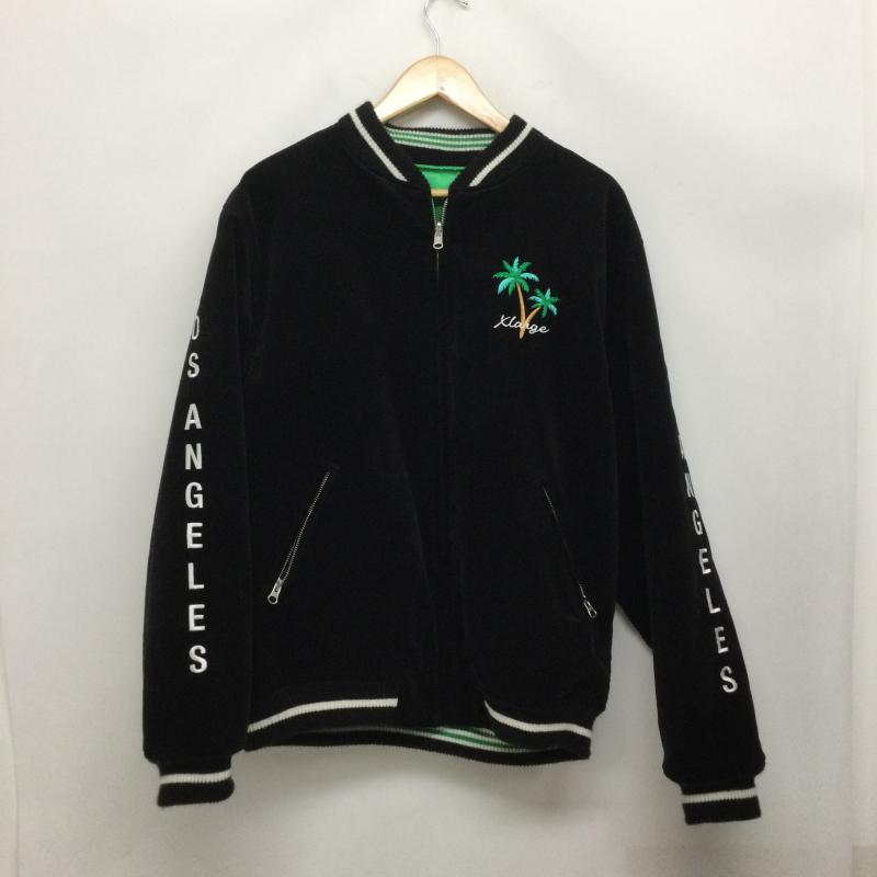 エクストララージ XLARGE ジャケット、上着 ジャンパー、ブルゾン REVERSIBLE FLAG GAL　SOUVENIR JACKET リバーシブル キルティング ジャケット 101221021005 M 刺繍 黒 / ブラック / black X 緑 / グリーン / green メンズ USED 古着 中古 50166464