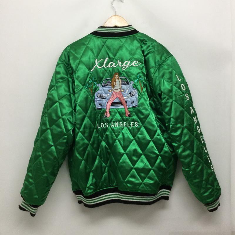 エクストララージ XLARGE ジャケット、上着 ジャンパー、ブルゾン REVERSIBLE FLAG GAL　SOUVENIR JACKET リバーシブル キルティング ジャケット 101221021005 M 刺繍 黒 / ブラック / black X 緑 / グリーン / green メンズ USED 古着 中古 50166464