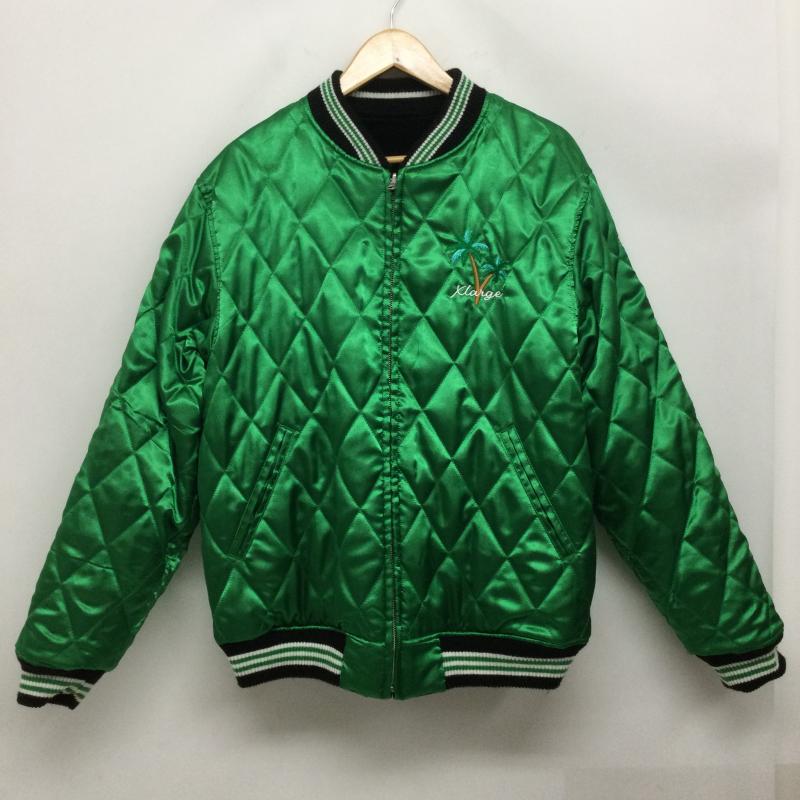 エクストララージ XLARGE ジャケット、上着 ジャンパー、ブルゾン REVERSIBLE FLAG GAL　SOUVENIR JACKET リバーシブル キルティング ジャケット 101221021005 M 刺繍 黒 / ブラック / black X 緑 / グリーン / green メンズ USED 古着 中古 50166464