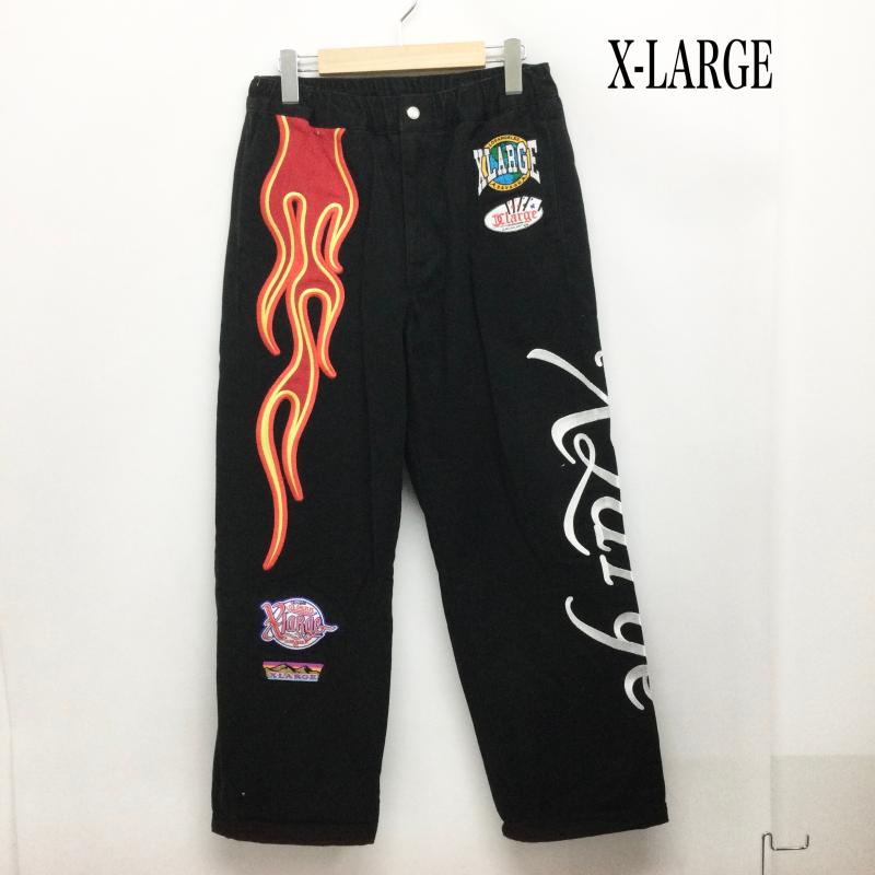 エクストララージ XLARGE パンツ チノパン エクストララージ RACING TEAM PANTS パンツ 101214031014 M 刺繍 黒 / ブラック / black メンズ USED 古着 中古 50166468