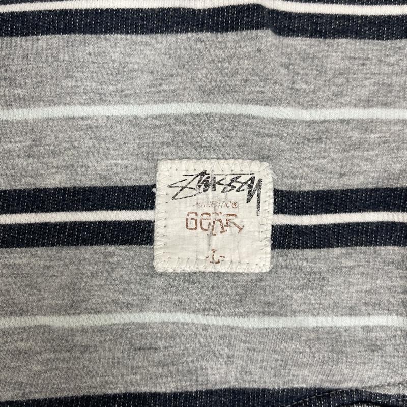 ステューシー STUSSY Tシャツ 半袖 90s 00s マルチボーダー柄 半袖 カットソー スウェット Tシャツ L 灰 / グレー / gray メンズ USED 古着 中古 50166471