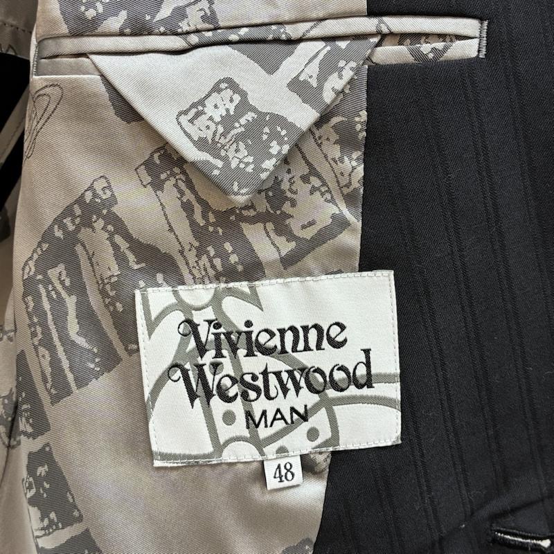 ヴィヴィアンウエストウッドマン Vivienne Westwood MAN ジャケット、上着 ジャケット、ブレザー VW-W1-78141 襟ストライプ ポリエステル ウール 3B テーラード ジャケット 48 メンズ USED 古着 中古 50166479