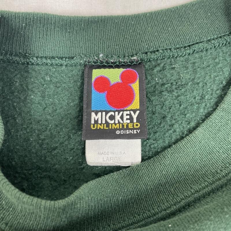 古着 USED トレーナー 長袖 90s USA製 ディズニー公式 MICKEY UNLIMITED スウェット トレーナー L 緑 / グリーン / green メンズ USED 古着 中古 50166486