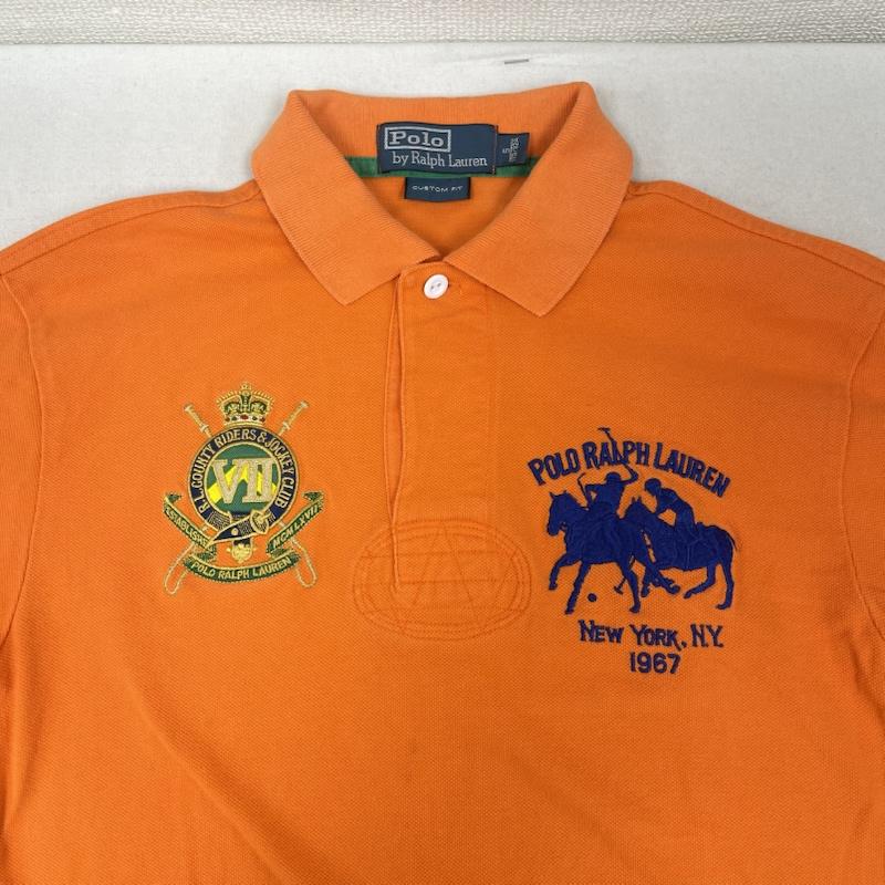 ポロバイラルフローレン Polo by RALPH LAUREN ポロシャツ 半袖 エンブレム トリプルポニー 刺繍 鹿の子 半袖 ポロシャツ S 橙 / オレンジ / orange メンズ USED 古着 中古 50166489