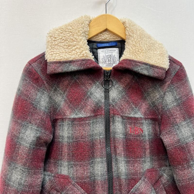 ルーカー バイ ネイバーフッド LUKER BY NEIGHBORHOOD ジャケット、上着 ジャンパー、ブルゾン オンブレチェック 襟ボア ウールジャケット S 赤 / レッド / red メンズ USED 古着 中古 50166490