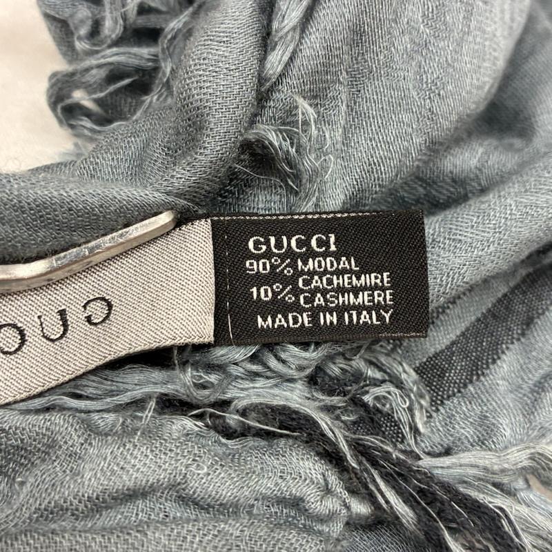 グッチ GUCCI ストール カシミア、パシュミナ レーヨン カシミヤ GG柄 大判 フリンジ ストール イタリア製 ダブルフェイス 三角形 - レディース USED 古着 中古 50166498
