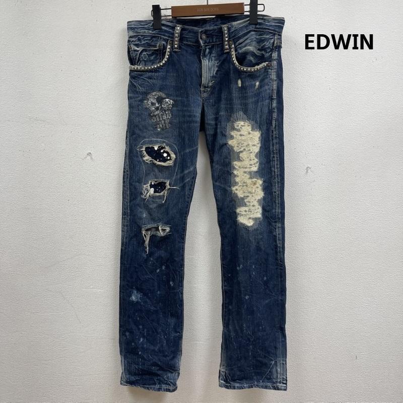 エドウィン EDWIN パンツ デニム、ジーンズ 00s 503RV ヴィンテージ加工 ダメージ ストレート デニム パンツ 30インチ インディゴ / インディゴ / Indigo メンズ USED 古着 中古 50166514
