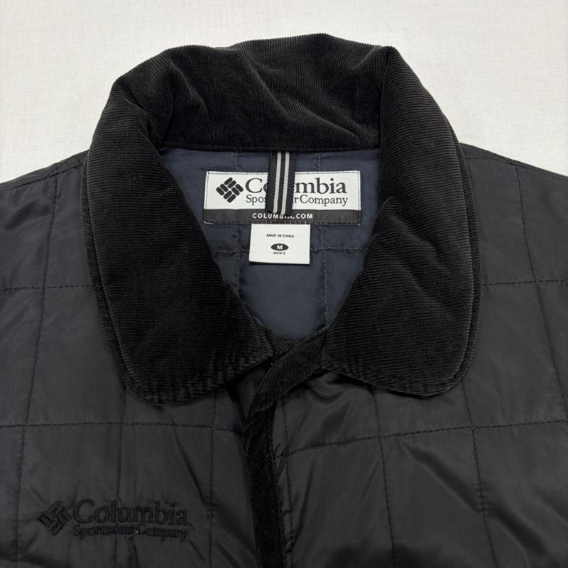 コロンビア Columbia ジャケット、上着 ジャンパー、ブルゾン コーデュロイカラー キルティングジャケット ブルゾン スナップボタン ロゴ 刺繍 M ワンポイント X ロゴ、文字 X 刺繍 黒 / ブラック / black メンズ USED 古着 中古 50166516