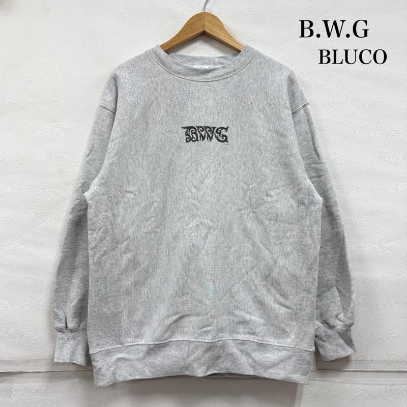 ブルコ BLUCO トレーナー 長袖 B.W.G TRIBAL トライバル バラ 薔薇 クルーネック ロゴ プリント スウェット トレーナー 裏起毛 XL ロゴ、文字 X プリント 灰 / グレー / gray X 黒 / ブラック / black X 青 / ブルー / blue メンズ USED 古着 中古 50166517