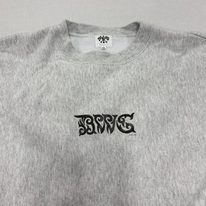 ブルコ BLUCO トレーナー 長袖 B.W.G TRIBAL トライバル バラ 薔薇 クルーネック ロゴ プリント スウェット トレーナー 裏起毛 XL ロゴ、文字 X プリント 灰 / グレー / gray X 黒 / ブラック / black X 青 / ブルー / blue メンズ USED 古着 中古 50166517