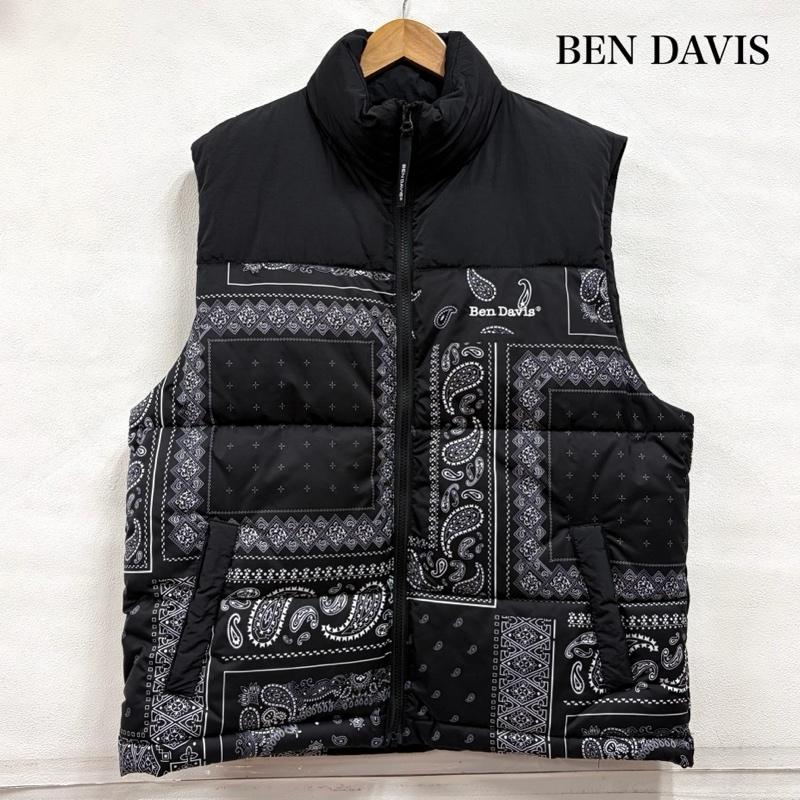 ベンデイビス BEN DAVIS ジャケット、上着 ダウンベスト ペイズリー ダウン ベスト ナイロン ロゴ 刺繍 ジップアップ XL ペイズリー X ロゴ、文字 X 刺繍 黒 / ブラック / black X 白 / ホワイト / white メンズ USED 古着 中古 50166518