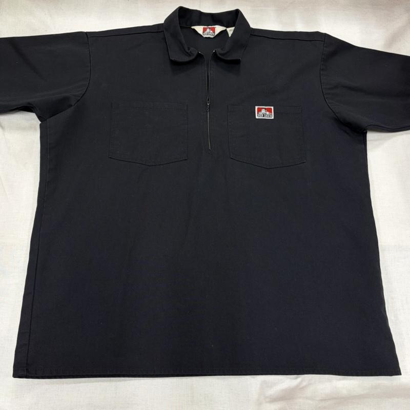 ベンデイビス BEN DAVIS シャツ、ブラウス 半袖 半袖 ハーフジップ ワークシャツ USA製 ロゴ パッチ L ワンポイント X ロゴ、文字 黒 / ブラック / black メンズ USED 古着 中古 50166520