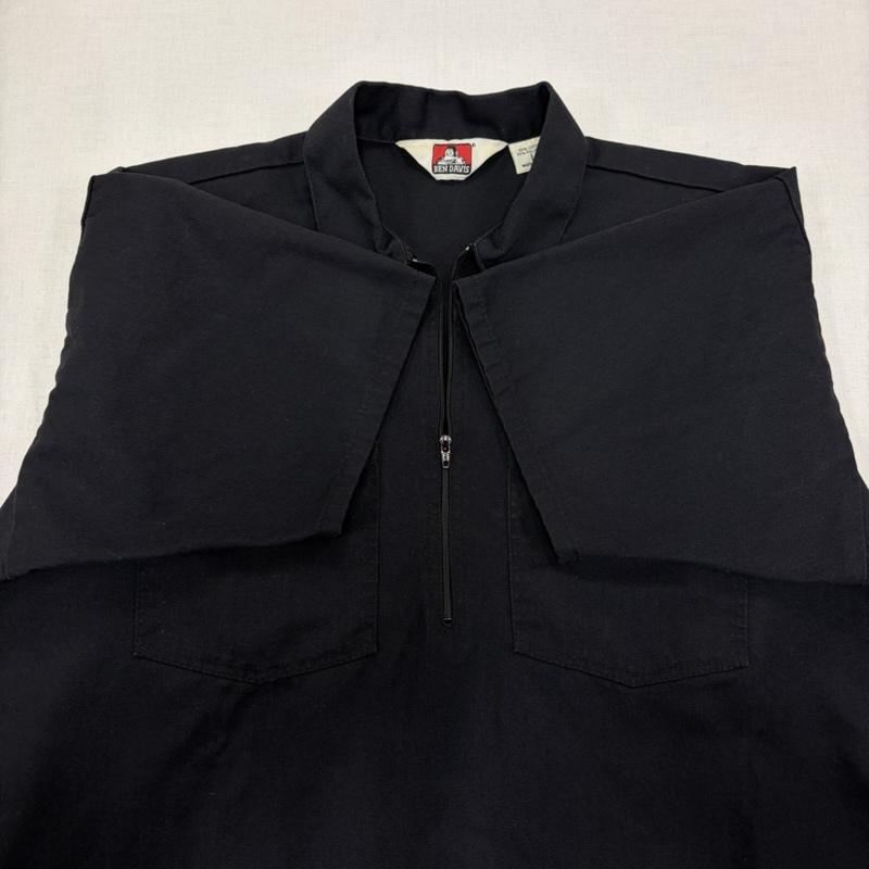 ベンデイビス BEN DAVIS シャツ、ブラウス 半袖 半袖 ハーフジップ ワークシャツ USA製 ロゴ パッチ L ワンポイント X ロゴ、文字 黒 / ブラック / black メンズ USED 古着 中古 50166520
