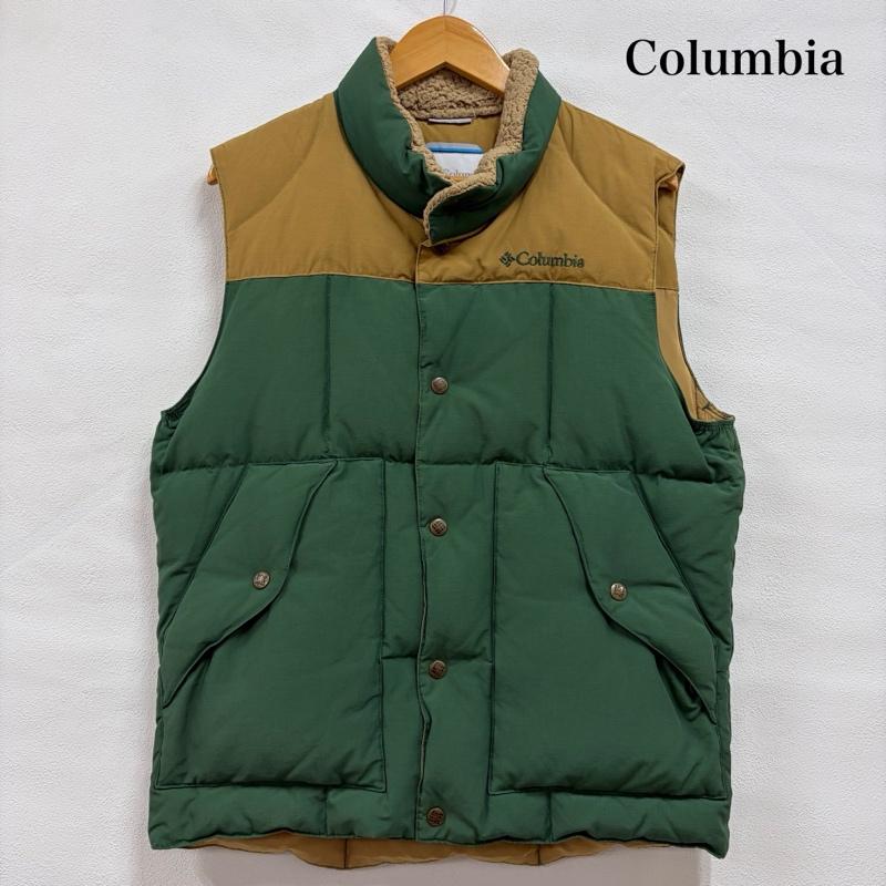 コロンビア Columbia ジャケット、上着 ダウンベスト オムニシールド ダウンベスト ロゴ 刺繍 アウトドア ボア ナイロン M ワンポイント X ロゴ、文字 X 刺繍 キャメル / キャメル / X 緑 / グリーン / green メンズ USED 古着 中古 50166522