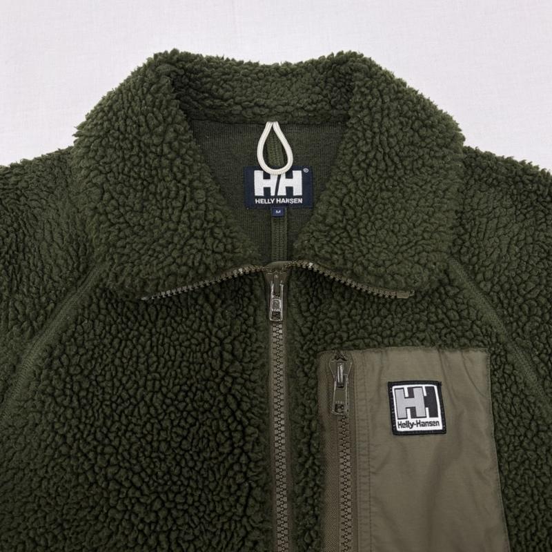 ヘリーハンセン HELLY HANSEN ジャケット、上着 ジャンパー、ブルゾン ジップアップ ボア ジャケット ナイロン ロゴ ダブルジップ フリース M ワンポイント X ロゴ、文字 X 刺繍 オリーブグリーン / オリーブグリーン / メンズ USED 古着 中古 50166523