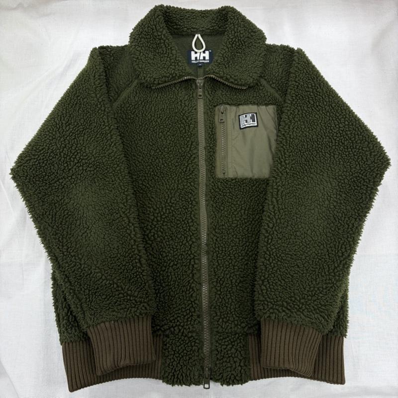 ヘリーハンセン HELLY HANSEN ジャケット、上着 ジャンパー、ブルゾン ジップアップ ボア ジャケット ナイロン ロゴ ダブルジップ フリース M ワンポイント X ロゴ、文字 X 刺繍 オリーブグリーン / オリーブグリーン / メンズ USED 古着 中古 50166523