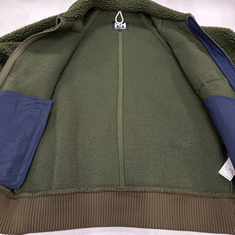 ヘリーハンセン HELLY HANSEN ジャケット、上着 ジャンパー、ブルゾン ジップアップ ボア ジャケット ナイロン ロゴ ダブルジップ フリース M ワンポイント X ロゴ、文字 X 刺繍 オリーブグリーン / オリーブグリーン / メンズ USED 古着 中古 50166523