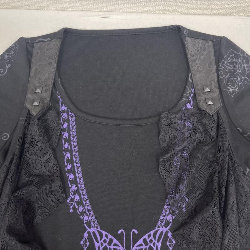 古着 USED カットソー 長袖 ARCHIVE Y2k バタフライ 蝶 レース切替 トップス カットソー 黒 / ブラック / black レディース USED 古着 中古 50166527