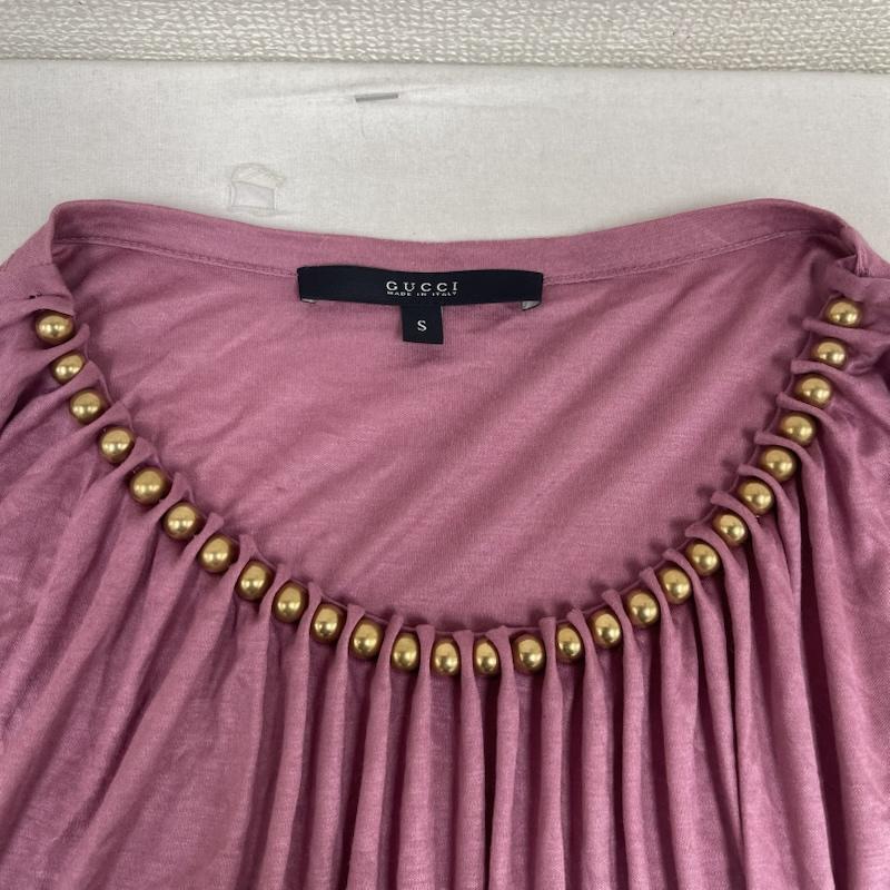 グッチ GUCCI カットソー 長袖 トムフォード期 イタリア製 メタルビーズ ギャザーネック カットソー S 桃 / ピンク / pink レディース USED 古着 中古 50166530