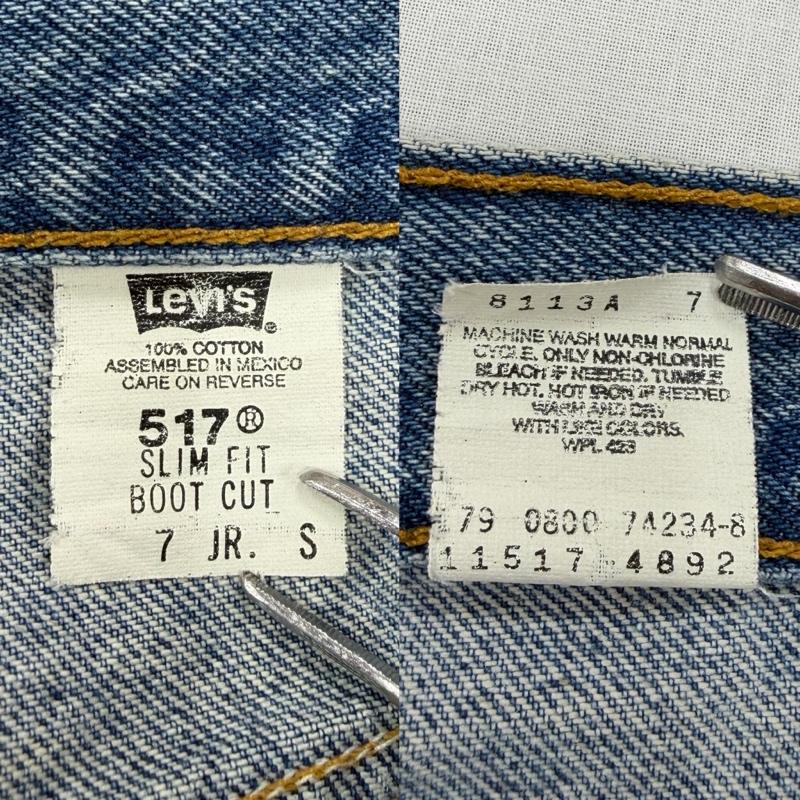 リーバイス Levi s パンツ デニム、ジーンズ 90s 517 ブーツカットフレア デニム ヴィンテージ ジッパーフライ メキシコ製 ユニセックス 7JR S Y2K S 無地 青 / ブルー / blue メンズ USED 古着 中古 50166531