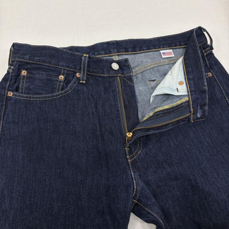 リーバイス Levi s パンツ デニム、ジーンズ 505 USA製 BIGE ストレート デニム ワンウォッシュ PREMIUM レザーパッチ W33 L34 33インチ 無地 X ロゴ、文字 インディゴ / インディゴ / Indigo メンズ USED 古着 中古 50166535